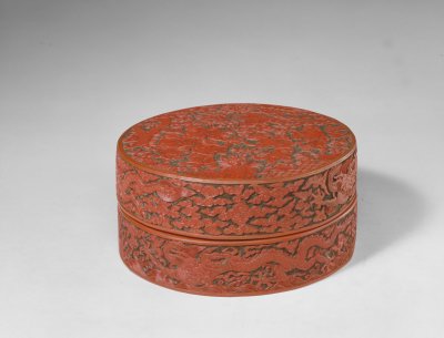 图片[1]-Carved red round box of five old people’s birthday pictures-China Archive